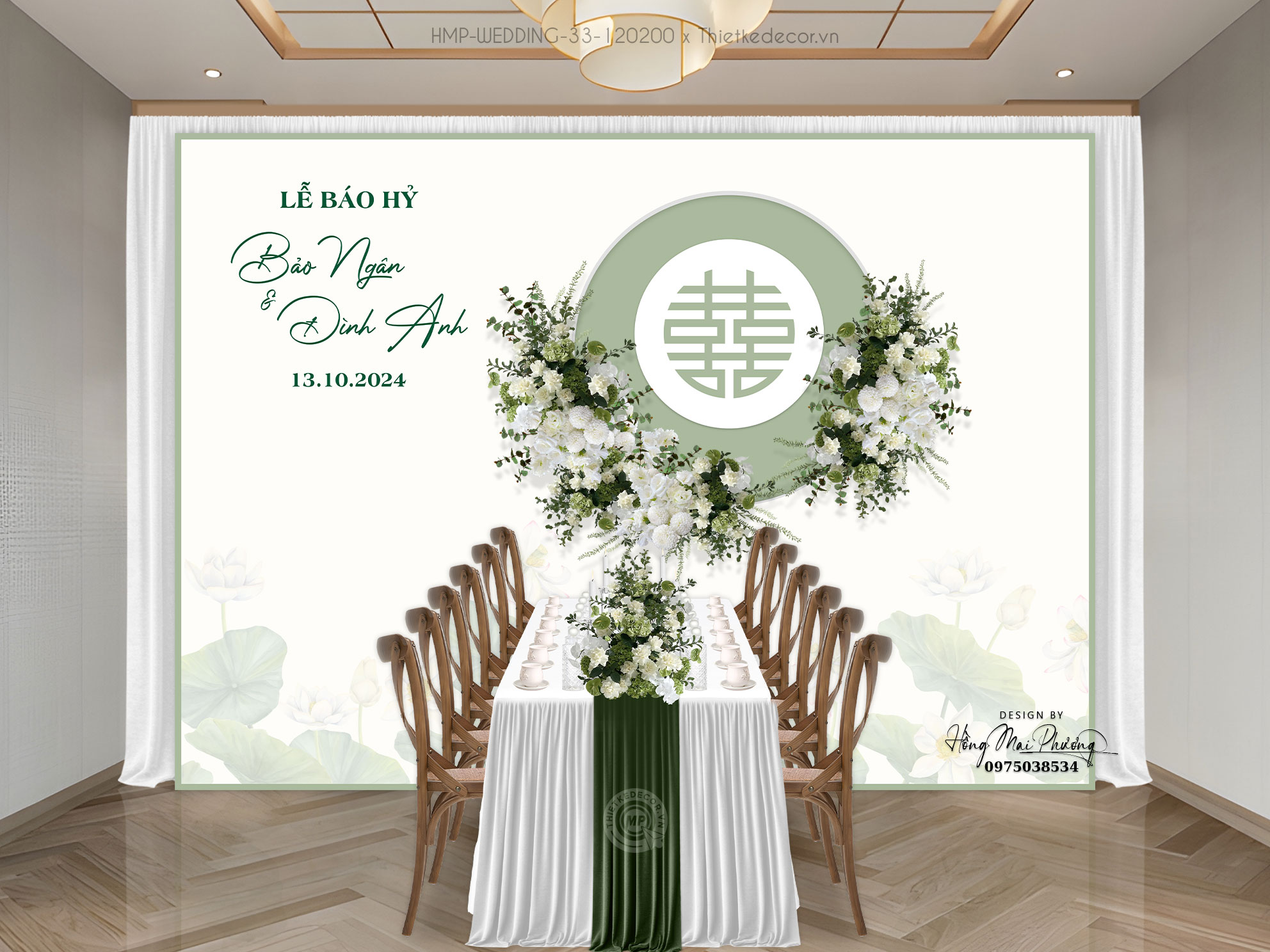 Gia tien tone xanh họa tiết nền sen